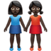 👭🏿 women holding hands: dark skin tone display on Apple